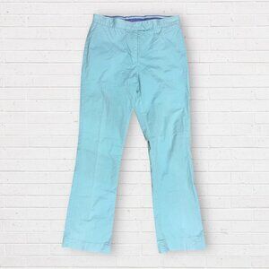 LILLY PULITZER Aqua Blue Chino Style Pants Vintage White Label Stretch Cotton 4
